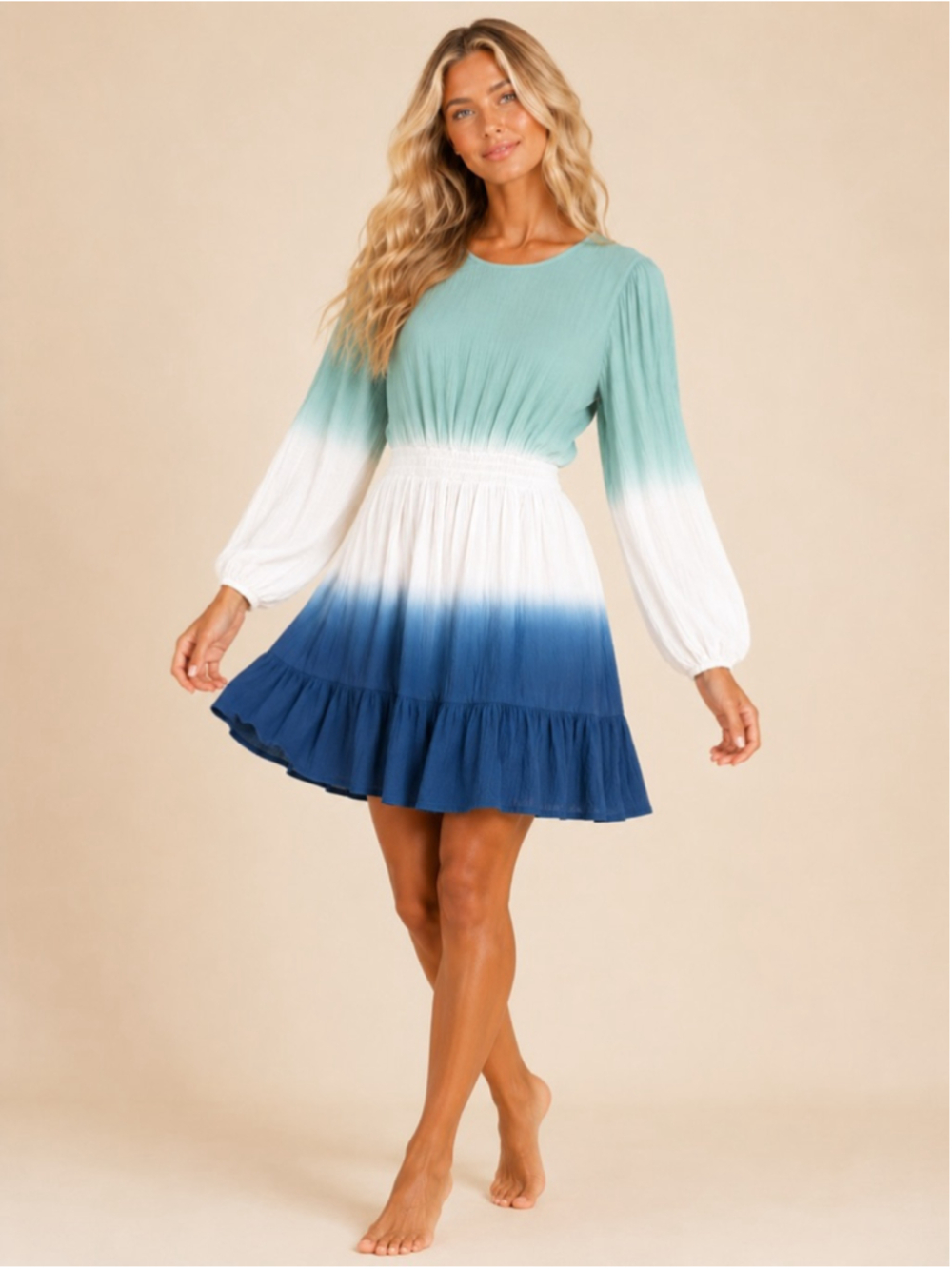 Universal Thread Ombre Mini Dress Tiered Peasant Cottagecore Quiet Luxury Cotton